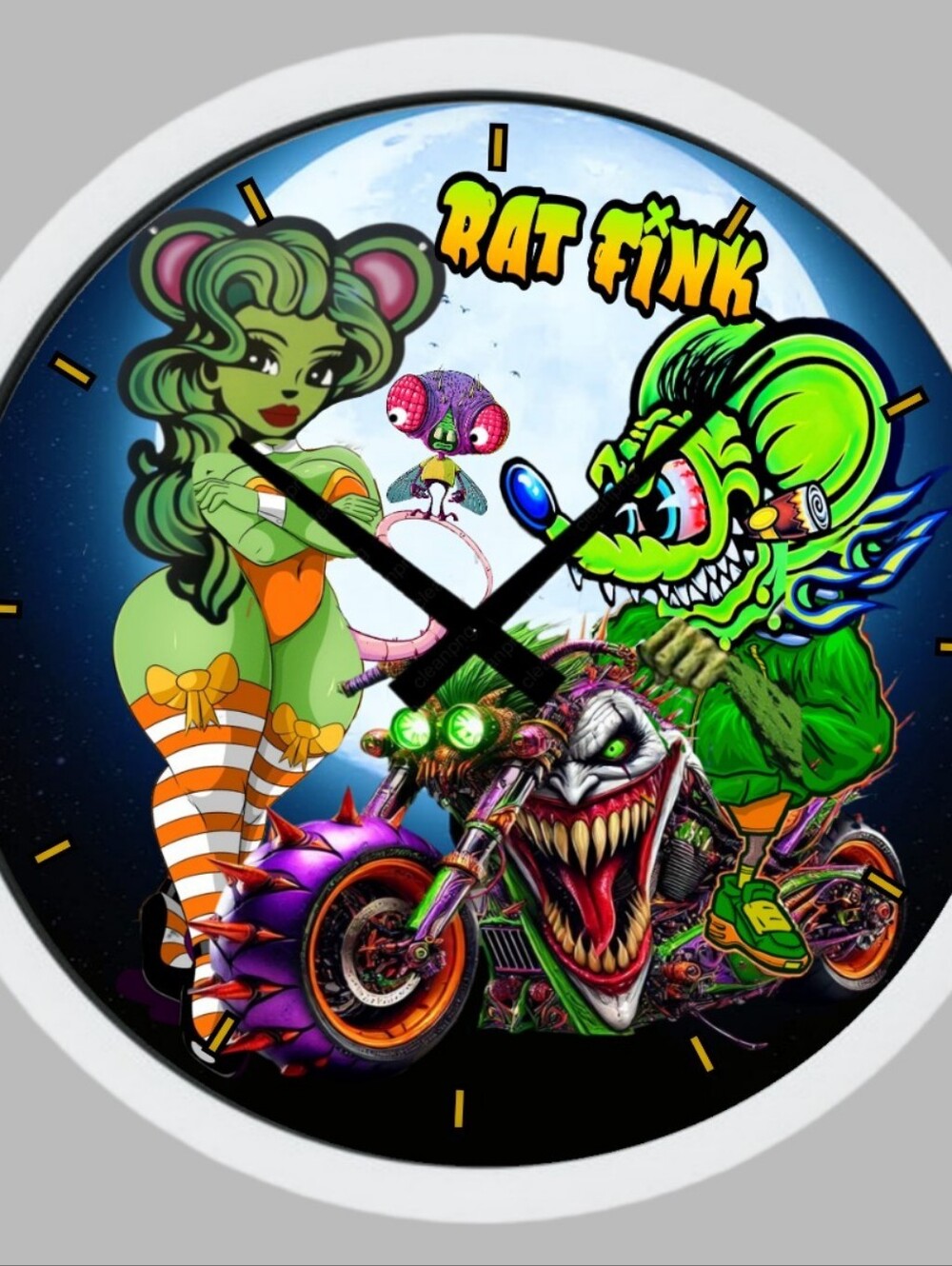 Rat Fink Neon Green Art Wall Clock - Home Wall Decor